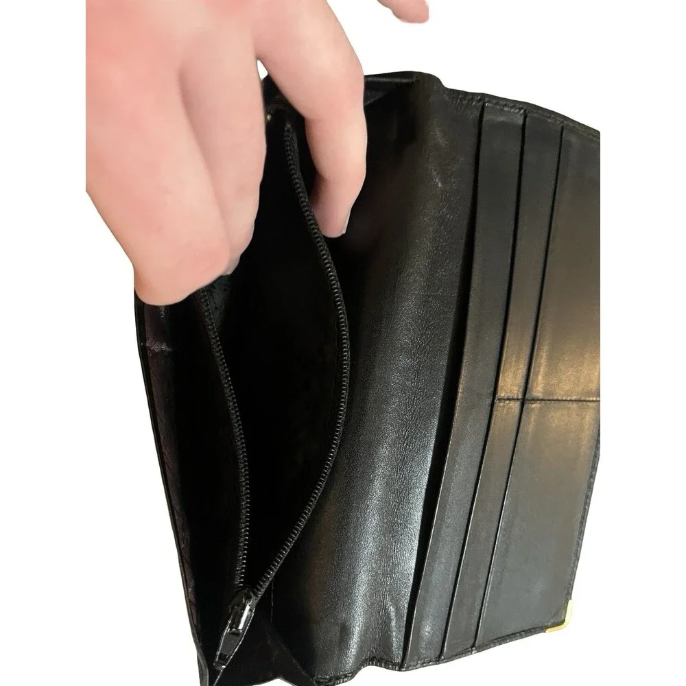 Dunhill Black Oxford Leather Bifold Long Wallet Made in France